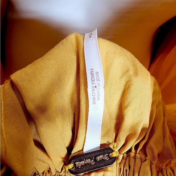 Free People Stitched Smocked Peasant Shirt Pumpkin for Thanksgiving Long Sleeve - Picture 3 of 6